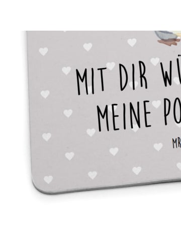 Mr. & Mrs. Panda Tischuntersetzer Pinguin Pommes mit Spruch in Grau Pastell