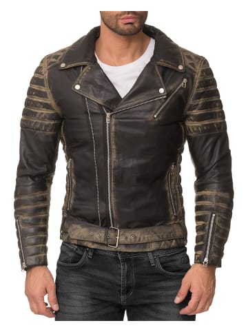 Reichstadt Herren Slim Fit Echtleder Jacke  in Fungi Green