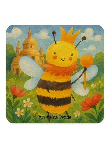 Mr. & Mrs. Panda Bierdeckel Biene König Design ohne Spruch in Weiß