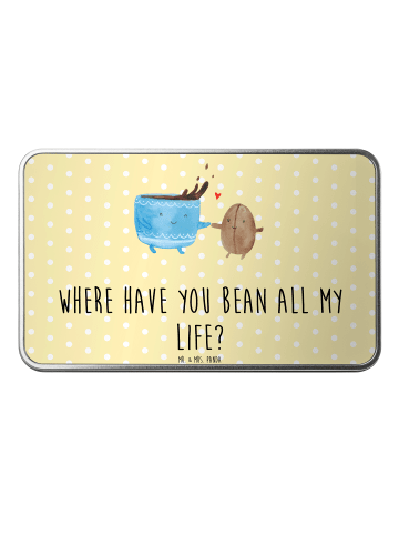 Mr. & Mrs. Panda Dose Kaffee Bohne mit Spruch in Gelb Pastell