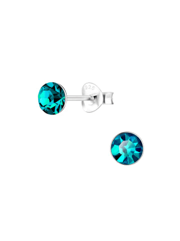 Alexander York Ohrringe, Ohrstecker KRISTALL blue zircon, 5 mm in 925 Sterling Silber, 2-tlg.