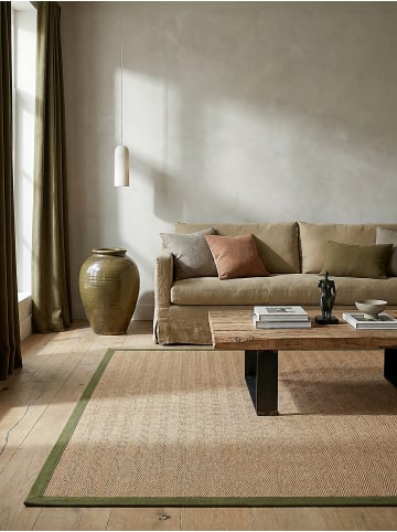 KADIMA DESIGN Jute-Teppich Naturfaser TRENT Geometrisch Boho Wohnzimmer in Braun-Grün