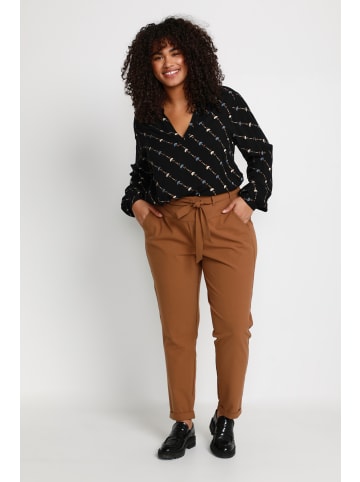 KAFFE curve Langarm-Bluse KClenna in Black / Infinity Graphic Lines