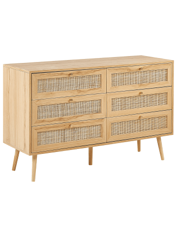 Beliani Kommode PEROTE in Heller Holzfarbton/Gold - (W) 120 x (H) 75 x (L) 42 cm