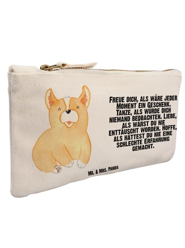 Mr. & Mrs. Panda Schminktasche Corgie mit Spruch in Weiß