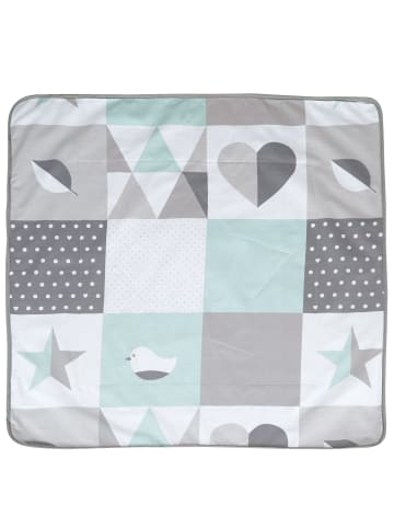 roba Babydecke 'Happy Patch' - 2-seitig aus Baumwolle / Plüsch - Mint / Weiß
