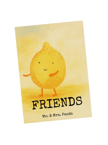 Mr. & Mrs. Panda Postkarte Beste Freunde Zitrone Design mit Spruch in Weiß