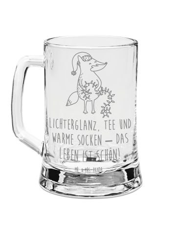 Mr. & Mrs. Panda Bierkrug Glas Fuchs Weihnachten mit Spruch in Transparent