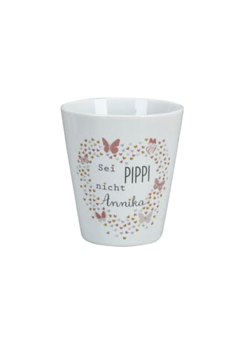 Krasilnikoff Happy Mug Becher Sei Pippi aus nicht Annika in weiss