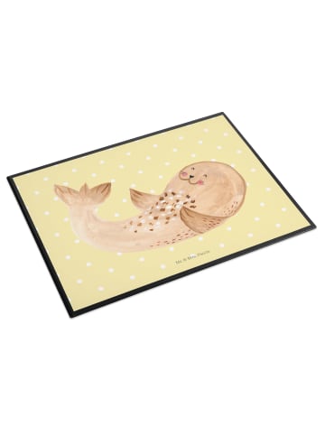 Mr. & Mrs. Panda Schreibtischauflage Robbe Liegen ohne Spruch in Gelb Pastell