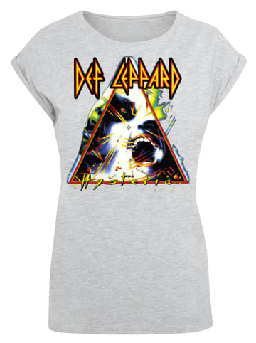 F4NT4STIC Extended Shoulder T-Shirt Def Leppard Hysteria in grau meliert
