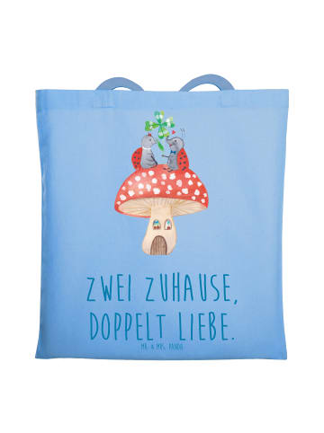 Mr. & Mrs. Panda Shopping Tasche Trennung von den Eltern mit Spruch in Sky Blue