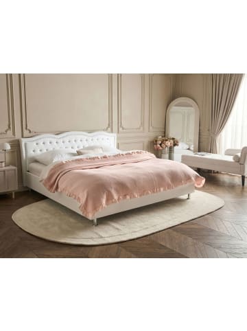 Beliani 2-tlg Doppelbett METZ in Weiß/Silber
