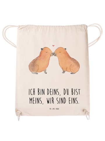 Mr. & Mrs. Panda Sportbeutel Capybara Liebe mit Spruch in Creme