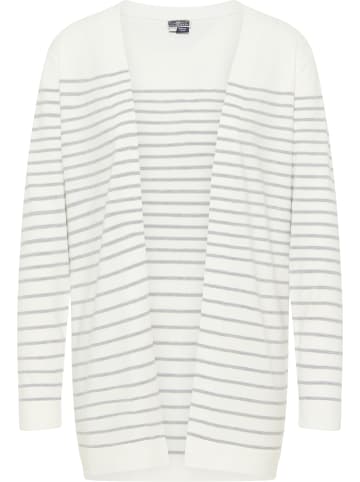 DreiMaster Damen Cardigan in Wollweiss Grau Melange