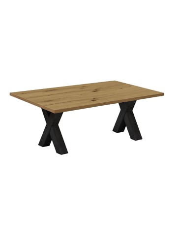 58 aufm Kessel COUCHTISCH Etti 6 140 x 70 x 47 Wohnzimmertisch Schwarzstahl/Asteiche