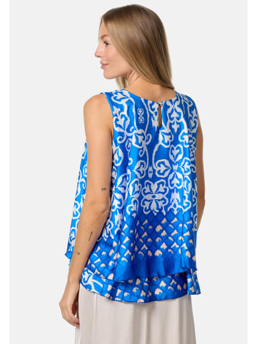 PM SELECTED Satin Overlay Top in Blau