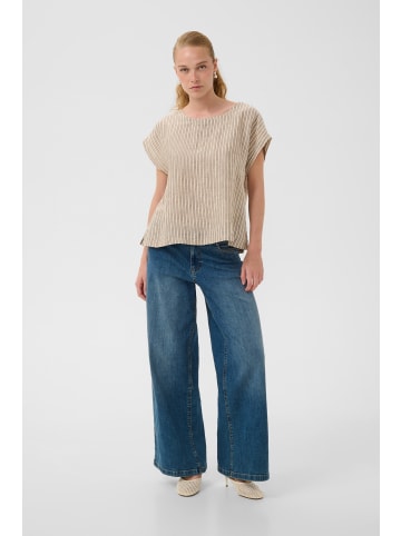 CULTURE Bluse kurzarm CUaniela Baggy fit in Dusky Green/Whitecap Stripe