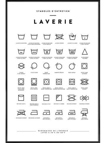 Juniqe Poster in Kunststoffrahmen "Laverie" in Schwarz & Weiß