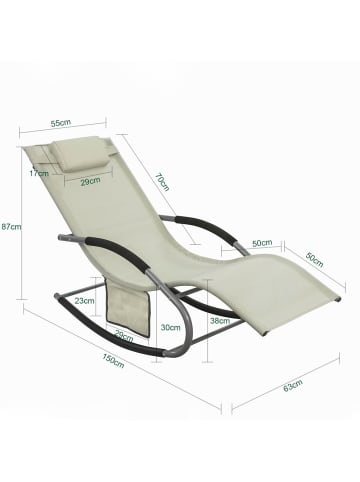 SoBuy Liegestuhl in Off White - (W) 63 x (H) 87 x (L) 150 cm