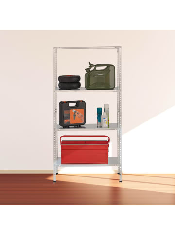 relaxdays Metallregal in Silber - (B)75 x (H)150 x (T)30 cm