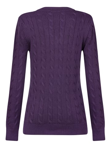 Felix Hardy Grobstrick Zopfmuster V-Ausschnitt Pullover in lila