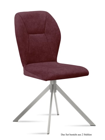 58 aufm Kessel ESSZIMMERSTUHL (2er-Set) Dorthy 51x92x60 Edelstahl/Marsala