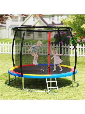COSTWAY Ø366cm Trampolin Outdoor mit Leiter 3+ Jahre in Bunt