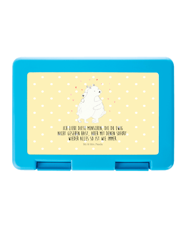 Mr. & Mrs. Panda Snackbox Eisbär Umarmen mit Spruch in Gelb Pastell