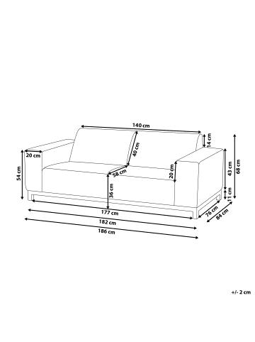 Beliani Gartensofa ROVIGO in Beige/Weiß - (W) 186 x (H) 68 x (L) 84 cm