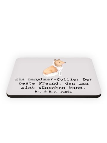 Mr. & Mrs. Panda Pinnwand Magnet Langhaar Collie Freund mit Spruch in Grau Pastell