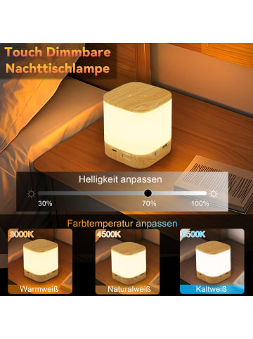 ZMH 2er-Set Tischleuchte LED in beige holz 1800 mAh Akku Touch Dimmbar USB Timer
