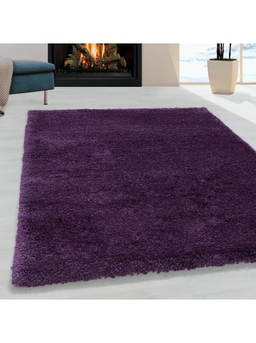 KADIMA DESIGN Teppich Hochflor Shaggy Uni Style Polypropylen Wohnzimmer in Violett