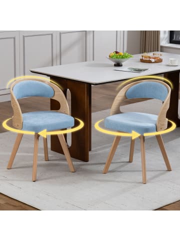 ABRIHOME Esszimmerstuhl in Blau drehbar mit Kissen geschwungener Rückenlehne