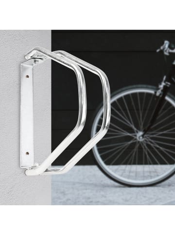 relaxdays Fahrradständer in Silber - (B)9 x (H)32,5 x (T)28,5 cm