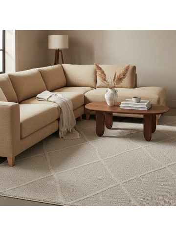 KADIMA DESIGN Teppich Outdoor Flachgewebe Boho-Muster Polypropylen Terrasse in Beige