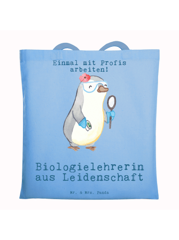 Mr. & Mrs. Panda Tote Bag Biologielehrerin Leidenschaft mit Spruch in Sky Blue