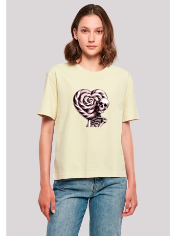 F4NT4STIC Tee Süße Süßigkeiten Herzform Liebe in softyellow