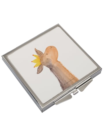 Mr. & Mrs. Panda Kosmetikspiegel Lamakopf König ohne Spruch in Weiß