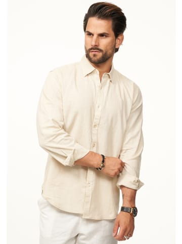 DAILY COTTON Langarmhemd - aus 100% Leinen im Regular-Fit in Beige