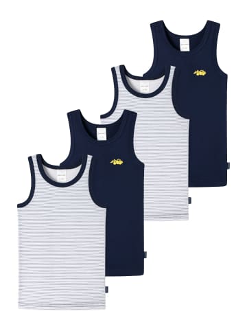 Schiesser Unterhemd / Tanktop Kids Boys Feinripp Organic Cotton in Blau / Weiß gestreift