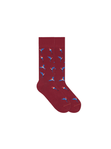 von Jungfeld Gemusterte Socken mit Papagei Icon in Rot