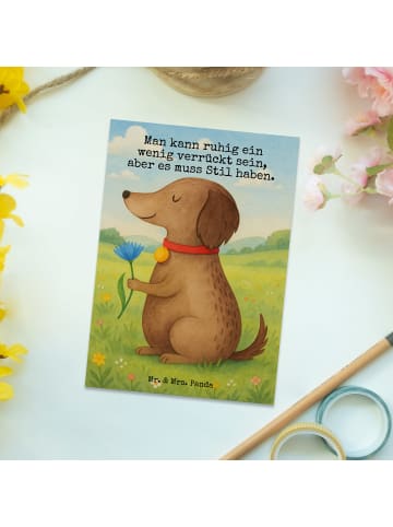 Mr. & Mrs. Panda Postkarte Hund Blume Design mit Spruch in Weiß