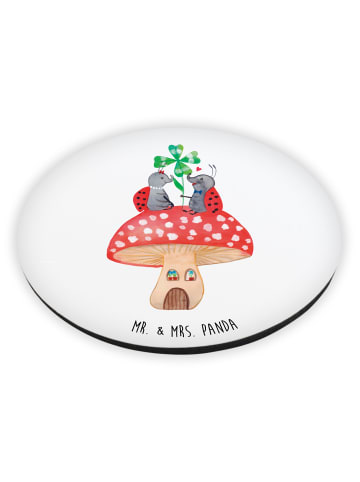 Mr. & Mrs. Panda Rund Magnet Marienkäfer Fliegenpilz ohne Spruch in Weiß