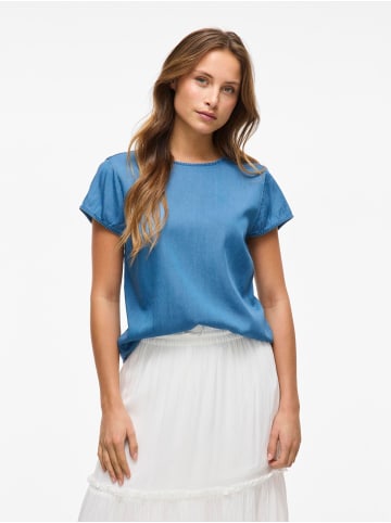 Vila Oberteil mit kurzen Ärmeln in Medium Blue Denim