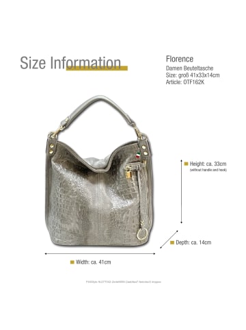 Florence Leder Beuteltasche, Shopper Florence Tasche grau ca. 41cm