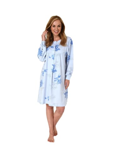 NORMANN Pflegenachthemd langarm Rückenteil offen - 64444 in hellblau