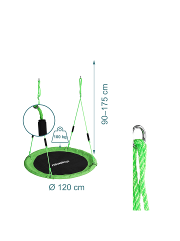 relaxdays Nestschaukel in Grün – 120 cm