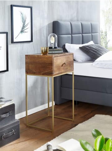 FineBuy Nachttisch in Braun / Mango / 40x35x75