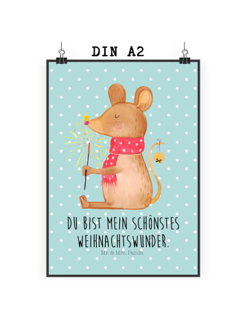 Mr. & Mrs. Panda Bild Maus Weihnachten mit Spruch in Türkis Pastell